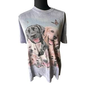 Dog Selfie Graphic Tee The Mountain Collage Print T-Shirt Size L